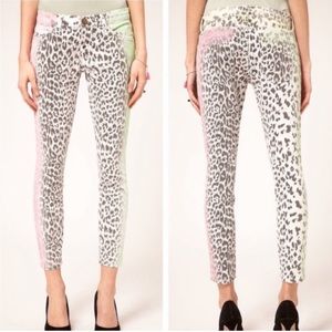 NWT Current/Elliott The Stiletto in Multi Airbrush Leopard Jeans